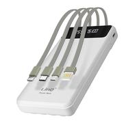 Batterie Secours 15000mAh Câble 4 en 1 Amovible et Sortie USB Compact LinQ blanc