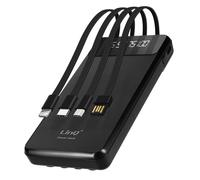 Batterie Secours 15000mAh Câble 4 en 1 Amovible et Sortie USB Compact LinQ Noir