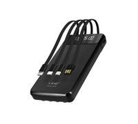 Batterie Secours 15000mAh Câble 4 en 1 Amovible et Sortie USB Compact LinQ Noir