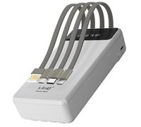 Batterie Secours 25800mAh Câble 4 en 1 Amovible et Sortie USB Compact LinQ Blanc