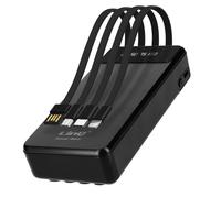 Batterie Secours 25800mAh Câble 4 en 1 Amovible et Sortie USB Compact Noir