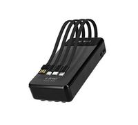 Batterie Secours 25800mAh Câble 4 en 1 Amovible et Sortie USB Compact Noir