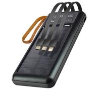 Batterie Secours Solaire 15000mAh Câble Micro USB Lightning USB C USB LinQ Noir