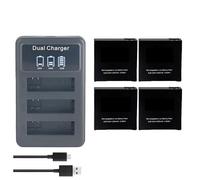 Batterie SJ8 1200mAh + Chargeur, | Compatible avec les accessoires de caméra d'action SJCAM, SJ8 Air, SJ8 Plus, SJ8 Pro.(4 Battery Set)