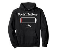 Batterie Sociale 1% Humour Introvert Sweat à Capuche
