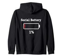 Batterie Sociale 1% Humour Introvert Sweat à Capuche