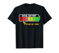 Batterie Sociale drôle introverti Social Small Talk Socializing T-Shirt Graphique avec Valeur