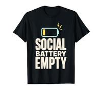Batterie Sociale Vide Introverti Faible Energie T-Shirt