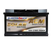 Batterie Solaire AGM 12V 110Ah Décharge Profonde sans Entretien pour Camping-Car, Voiture, Bateau, Jardin et Systèmes Solaires Autonomes Batterie Énergie Electronicx Solar Edition