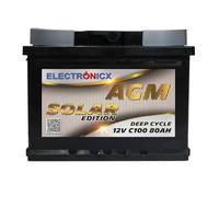 Batterie Solaire AGM 12V 80Ah Décharge Profonde sans Entretien pour Camping-Car, Voiture, Bateau, Jardin et Systèmes Solaires Autonomes Batterie Énergie Electronicx Solar Edition