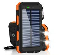 Batterie Solaire Portable d'urgence avec Panneau Solaire, Lampe de Poche SOS, Antichoc, Entrée Type-C et USB, Boussole, pour Camping et Randonnée