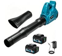 Batterie souffleur avec 2 batteries de 5,5 Ah et chargeur, 6 niveaux, 130 | Souffleur sans fil avec un flux d'air puissant de 12,7 m³/min pour enlever rapidement les feuilles, la poussière et l'herbe