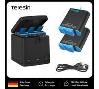 Batterie TELESIN pour GoPro Hero 5 6 7 8, 1220mAh, chargeur rapide 3 emplacements, boîte de charge rapide, stockage de carte TF pour GoPro 5 6 7 8