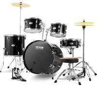 Batterie VEVOR, 5 pièces, batterie pleine grandeur avec toms basses, caisse claire, tambour sur pied, supports de trône réglables, cymbales, pédale de charleston et baguettes de batterie, batterie pou