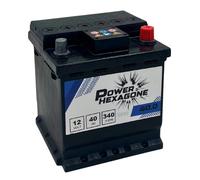 Batterie Voiture 12V 40Ah L0 - Puissance de Démarrage 340A - Batterie Auto Sans Entretien - Format L0 Compatible Véhicules Utilitaires et Chantier - Qualité Origine - Power Hexagone