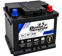 Batterie Voiture 12V 44Ah LB1 - Démarrage 440A - Format Compact pour citadine - Batterie Auto Sans Entretien - Remplacement Origine constructeur - Power Hexagone livraison rapide