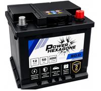 Batterie Voiture 12V 50Ah L1 - Démarrage 400A - Qualité Origine constructeur - Batterie Auto Sans Entretien prête à l’emploi - Remplacement équivalent - Livraison rapide Power Hexagone