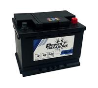 Batterie Voiture 12V 60Ah L2 - Démarrage 540A - Qualité équivalente Origine - Batterie Auto Sans Entretien - Prête à l’emploi - Compatible Engins et Véhicules légers - Power Hexagone