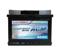 Batterie voiture AGM Electronicx 12V 60Ah - Batterie de démarrage sans entretien, 700A EN, scellée, compacte, idéale pour Start-Stop, avec technologie AGM, batterie auto haute performance 60Ah