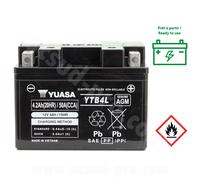 BATTERIE YUASA YTB4L 12V 4 AH ( REMPLACE LA YTX4L-BS ) - AGM ACTIVE USINE