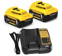 Batteries 2pcs 5.0Ah DCB200 Dewalt + Chargeur 3A DCB107 18V
