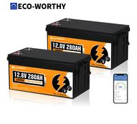 Batteries au lithium ECO-WORTHY LiFePO4 12 V 280 Ah avec protection contre les basses températures Bluetooth et BMS 200 A intégré Orange