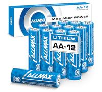 Batteries Lithium Allmax AA avec Puissance maximale (12 pièces) - Longue durée de Vie, étanche, durée de Conservation de 20 Ans - Parfaites pour Les caméras de sécurité Blink - 1,5 V