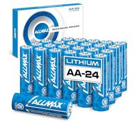 Batteries Lithium Allmax AA avec Puissance maximale (24 pièces) - Longue durée de Vie, étanche, durée de Conservation de 20 Ans - Parfaites pour Les caméras de sécurité Blink - 1,5 V