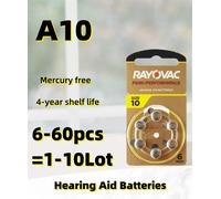 Batteries pour appareils auditifs A10 ZA10 10A P10 PR70 Rayovac Peak, batterie Zinc-air haute Performance pour Mini aide auditive numérique, 6-60 pièces