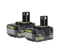 Ryobi Batteries 18V One+ RB18LL50 5,0 Ah Lithium‑ion IntelliCell +25% d'autonomie Antichocs Lot de 2