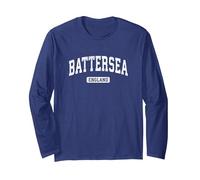 Battersea England Design Sport Vintage Manche Longue, Unisexe pour Adultes, Bleu Marine, L
