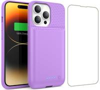 Battery Case For Iphone 14/13 Pro/13, [7500mah] Rechargeable External Battery, Powerful Portable Charger Extension Case With Tempered Glass Battery Case For Iphone 14/13 Pro/13 - Purple