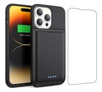 Battery Case For Iphone 14/13 Pro/13, [7500mah] Rechargeable External Battery, Powerful Portable Charger Extension Case With Tempered Glass Battery Case For Iphone 14/13 Pro/13 - Black