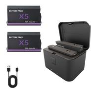 Battery Charger Set for 360 X5, Fast Battery Charger for 360 X5 Accessories, with Misro SD Card Slots, 2850mAh Can Save 2 Batteries and Charge at The Same Time (Black,Charging Box*1+Battery*2)