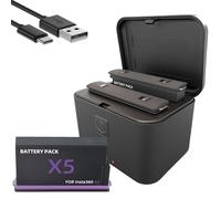 Battery Charger Set for Insta360 X5, for Insta 360 X5 Battery, 2850mAh, Can Save 2 Batteries and Charge at The Same Time Fast Battery Charger for Insta360 X5 Accessories (Set 2)