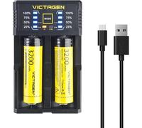 Battery Charger with LCD Display für Li-ION/NI-MH/NI-CD A AA AAA Batteries 2 Slot Head Compatible with a Variety of 3.7V 26650/18650/14500/16340 Li-ION Batteries