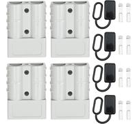 Battery Connector 50a,Battery Quick Connect Connector Socket,4 Piece Connector 50 Amp 600 V,Pair Of Battery Connectors For Car Van Motorcycle Modes,Grey