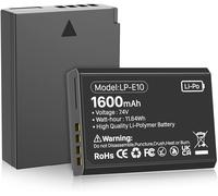 Battery for Canon LP-E10, 1600mAh 7.4V High Capacity Replacement Batteries for Canon LP-E10 and Canon EOS 1100D 1200D 1300D 1500D 2000D 3000D 4000D T3 T5 T6 T7 T100 Cameras (1 Pair) Quets)