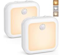 Battery Operated Night Light, [Pack Of 2] Led Night Light With Twilight Sensor And Motion Sensor, Cupboard Lamp With 3 Colour Temperatures For Bedroom, Hallway, Kitchen