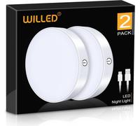 Battery Operated Night Light, Touch Control Brightness, Usb Rechargeable Night Lamp, Closet Lamp, Cabinet Lamp For Stairs, Wardrobe, Kitchen Bedroom [Pack Of 2]