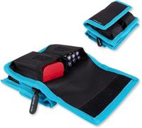 Battery pouch for camera: storage of batteries,memory cards-compatible with Canon,Nikon,Sony,Fuji etc,Black/Blue