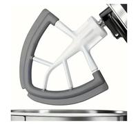 Batteur à bord flexible compatible avec le robot pâtissier KitchenAid à tête inclinable, batteur plat de 4,5 à 5 pintes avec bords flexibles en silicone et racleur de bol