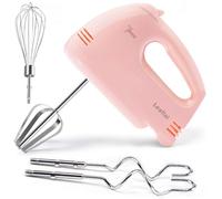 Batteur à Main- Batteur électrique de 300W à 7 Vitesses avec 5 Accessoires en Acier Inoxydable, Fonction Turbo/réglage Automatique de la Vitesse + Bouton d'éjection Batteur pour Gâteaux et œufs, Rose