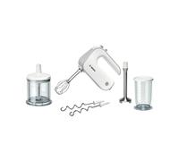 Batteur à main Bosch MFQ4080 500W Argent/Blanc, 5 Vitesses, Turbo, Fouets FineCreamer, Pied mixeur Inox, Hachoir, Poignée SoftTouch, 220-240V