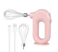 Batteur à main électrique sans fil : mini batteur à main avec 4 niveaux et 2 fouets, mixeur électrique rechargeable par USB, batte à œufs pour pâtisserie, crème, gâteau, pudding et plus encore, rose