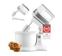 Batteur à main et robot pâtissier TZS First Austria 2 en 1 | 3,4 L | Entraînement automatique | 500 W | 5 vitesses | Fonction turbo | Avec crochet pétrisseur et fouet