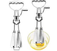 Batteur à main sans électricité, batteur à main en acier inoxydable, batteur à manivelle à œuf, batteur à main à double tête avec manivelle, mélangeur semi-automatique fouet pour blancs en neige,