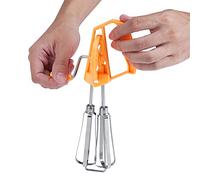Batteur à Oeufs, Acier Inoxydable Classique À Manivelle Style Fouet Mélangeur Outil De Cuisine Fournitures De Cuisine(Orange)