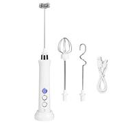 Batteur à oeufs électrique mousseur à lait mélangeur portatif USB avec 3 réglages de vitesse pour la cuisine cuisson cuisson ABS blanc acier inoxydable