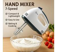 Batteur à œufs électrique portatif, mélangeur automatique domestique, batteur pour blancs d'œufs et crème, mini 7 vitesses, prise blanche EU/US White-220V